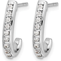 10K White Gold J-Hoop Earrings with Diamond Accents - 0.30 Carat Total Diamond Weight by Oro Pregiato