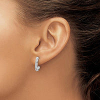 10K White Gold J-Hoop Earrings with Diamond Accents - 0.30 Carat Total Diamond Weight by Oro Pregiato