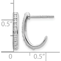 10K White Gold J-Hoop Earrings with Diamond Accents - 0.30 Carat Total Diamond Weight by Oro Pregiato