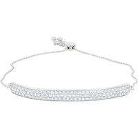 10K White Gold Lab Grown Diamond Bolo Bracelet - 1.50 Carats Total Diamond Weight