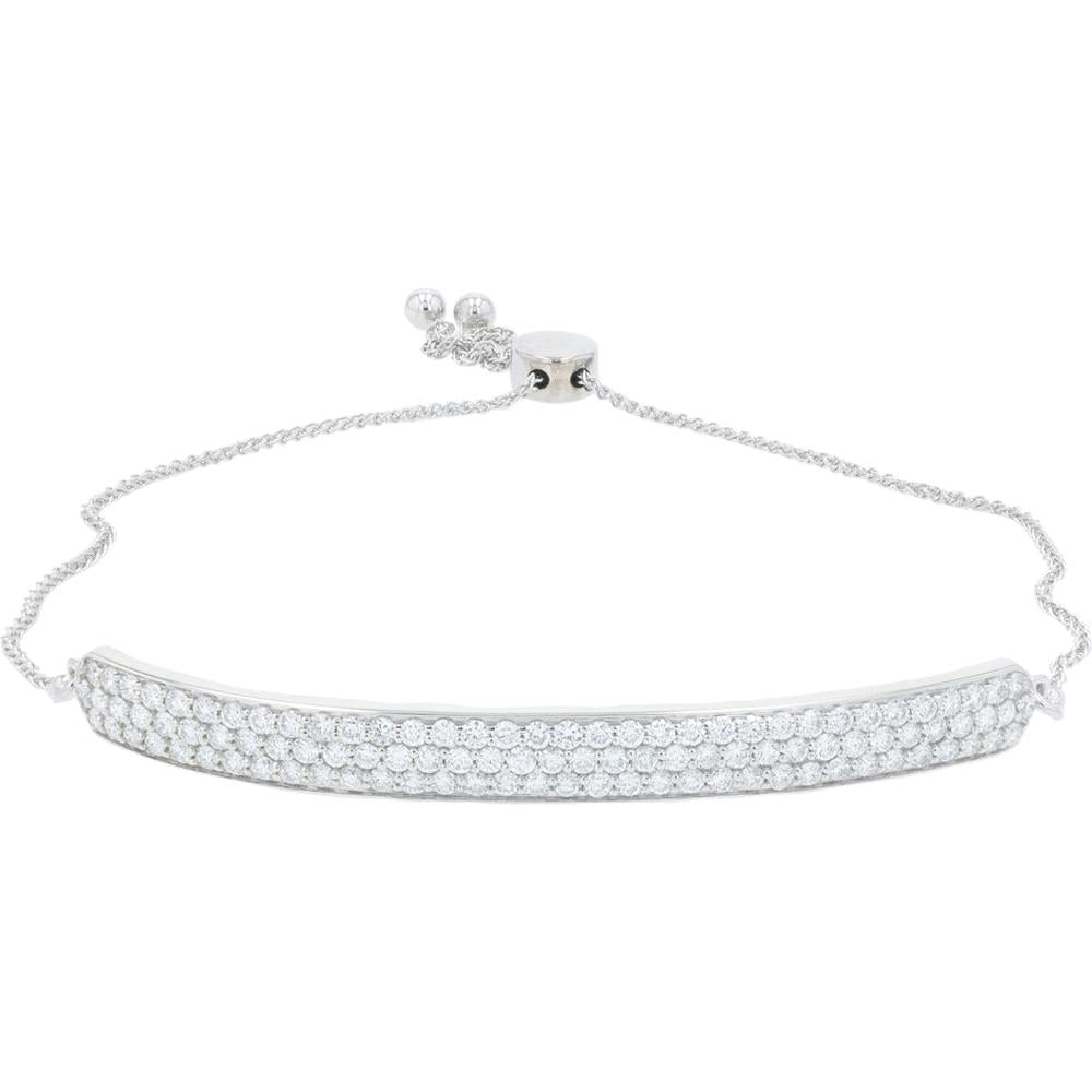 10K White Gold Lab Grown Diamond Bolo Bracelet - 1.50 Carats Total Diamond Weight