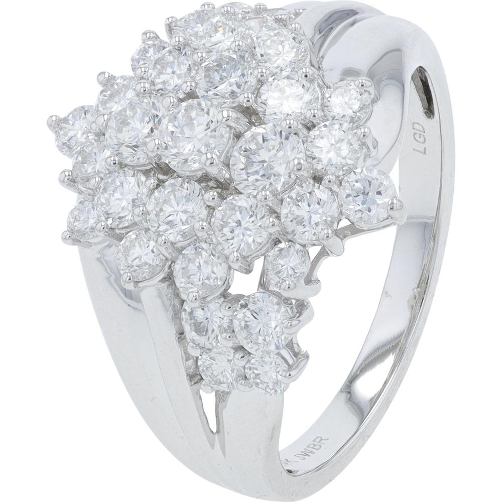 10K White Gold Lab Grown Diamond Cluster Ring - 2.00 Carat Total Diamond Weight