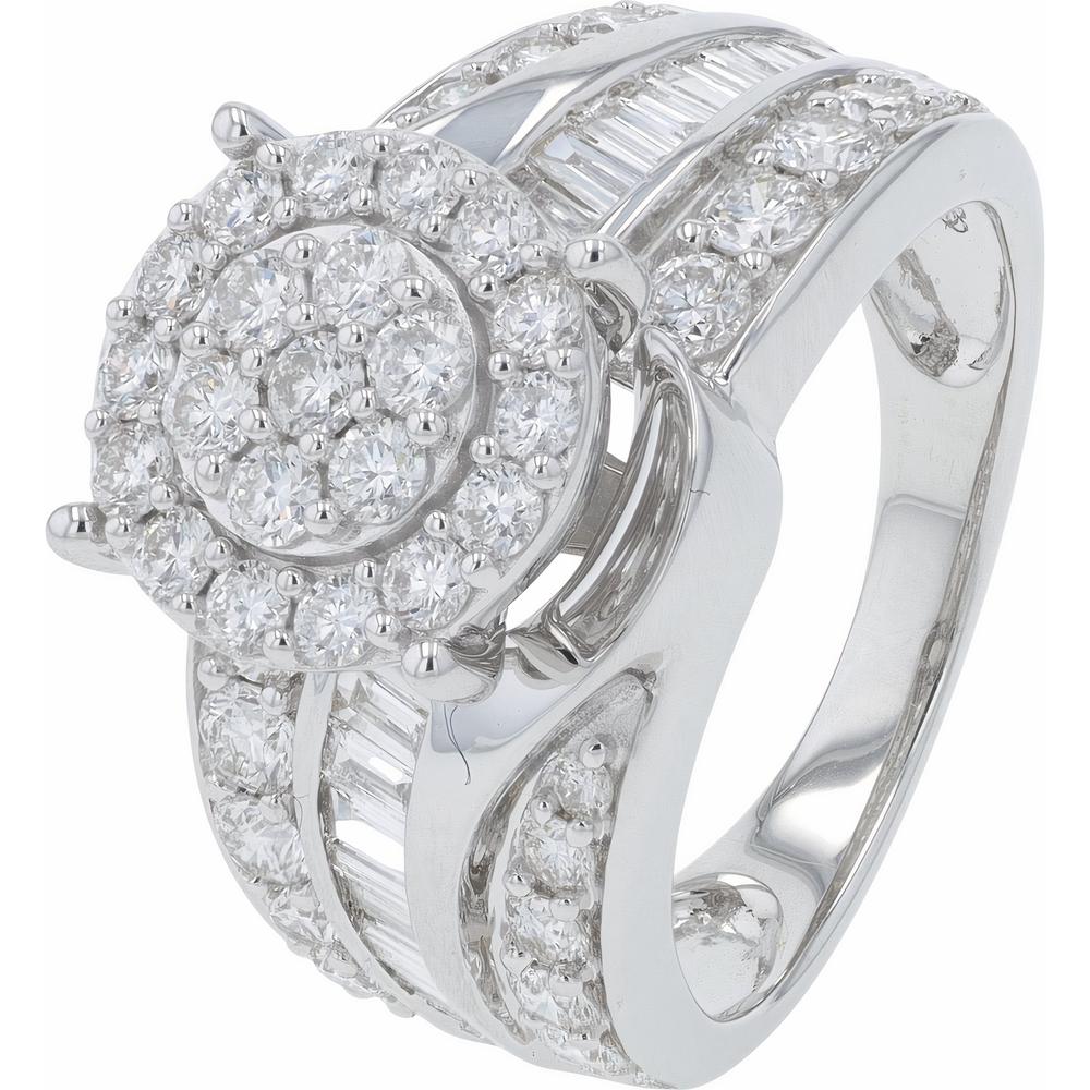 10K White Gold Lab-Grown Diamond Halo Ring with 2 Carat Total Diamond Weight
