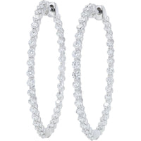 10K White Gold Lab Grown Diamond Oval Hoop Earrings - 1.50 Carat Total Diamond Weight