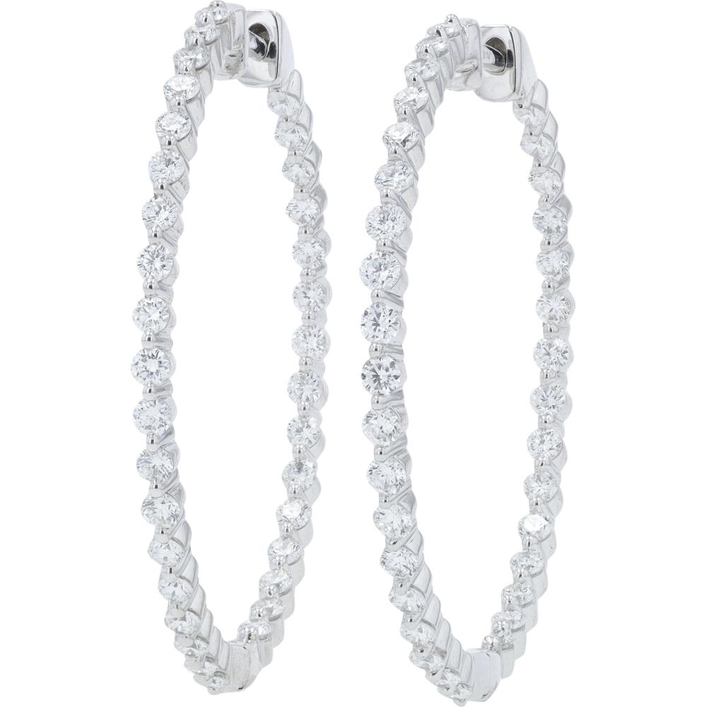 10K White Gold Lab Grown Diamond Oval Hoop Earrings - 1.50 Carat Total Diamond Weight