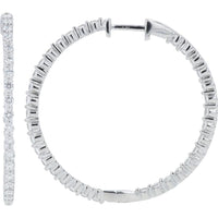 10K White Gold Lab Grown Diamond Oval Hoop Earrings - 1.50 Carat Total Diamond Weight