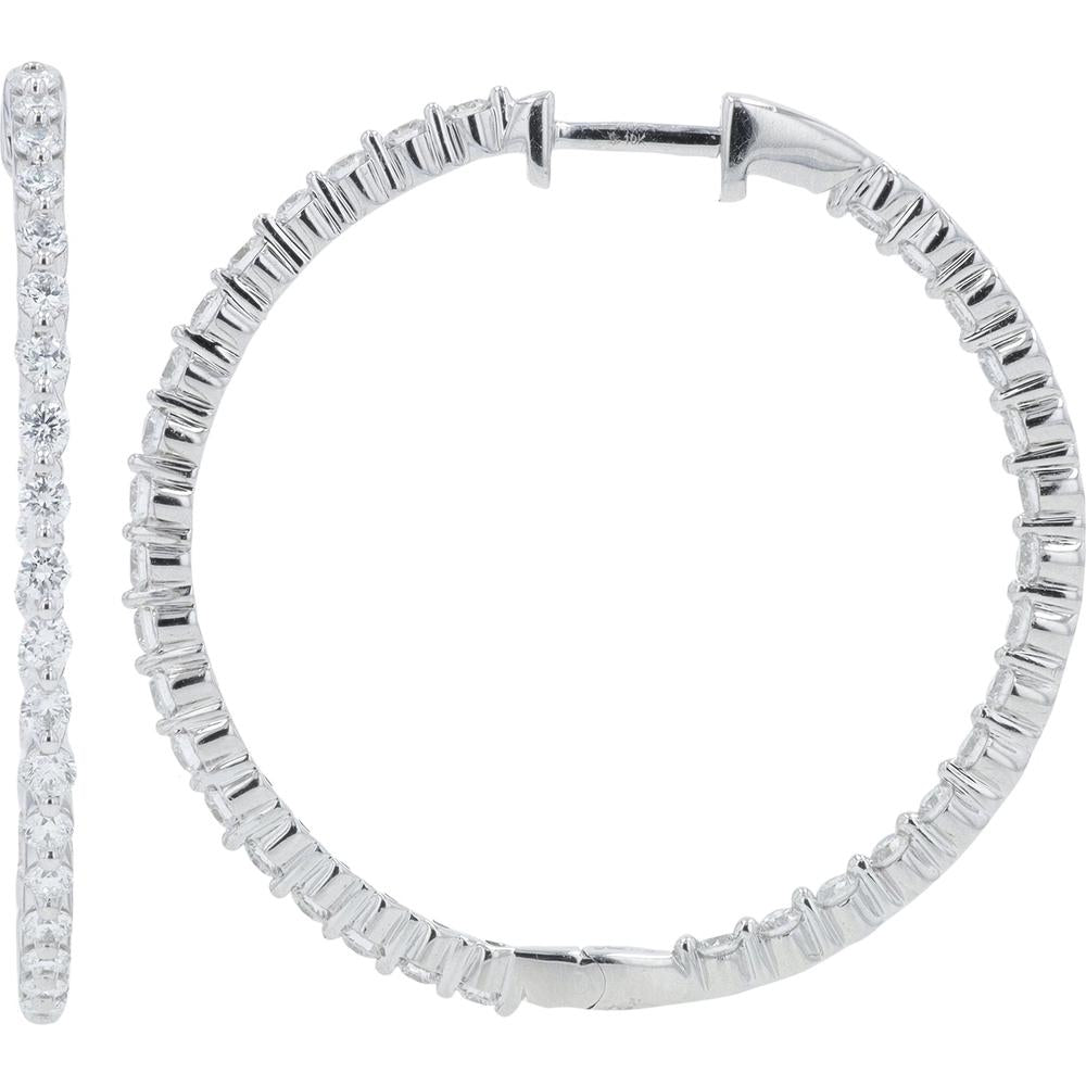 10K White Gold Lab Grown Diamond Oval Hoop Earrings - 1.50 Carat Total Diamond Weight