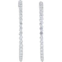 10K White Gold Lab Grown Diamond Oval Hoop Earrings - 1.50 Carat Total Diamond Weight