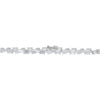 10K White Gold Lab Grown Diamond Tennis Bracelet with Alternating Baguette and Pear Diamonds - 7.25 Carat Total Diamond Weight