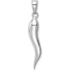 10K White Gold Large 3D Italian Horn Pendant - Polished Rhodium Finish