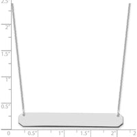 10K White Gold Large Bar Necklace with Engravable Pendant - Rhodium Plated 18" Cable Chain