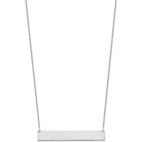 10K White Gold Large Blank Bar Necklace with Engravable Pendant - 18" Cable Chain