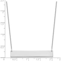 10K White Gold Large Blank Bar Necklace with Engravable Pendant - 18" Cable Chain