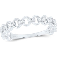 10K White Gold Link Band with Pave-Set Round Diamonds - 1/8 Carat Total Diamond Weight