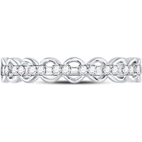 10K White Gold Link Band with Pave-Set Round Diamonds - 1/8 Carat Total Diamond Weight