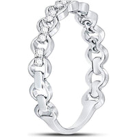 10K White Gold Link Band with Pave-Set Round Diamonds - 1/8 Carat Total Diamond Weight