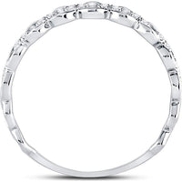10K White Gold Link Band with Pave-Set Round Diamonds - 1/8 Carat Total Diamond Weight