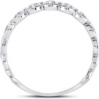 10K White Gold Link Band with Pave-Set Round Diamonds - 1/8 Carat Total Diamond Weight