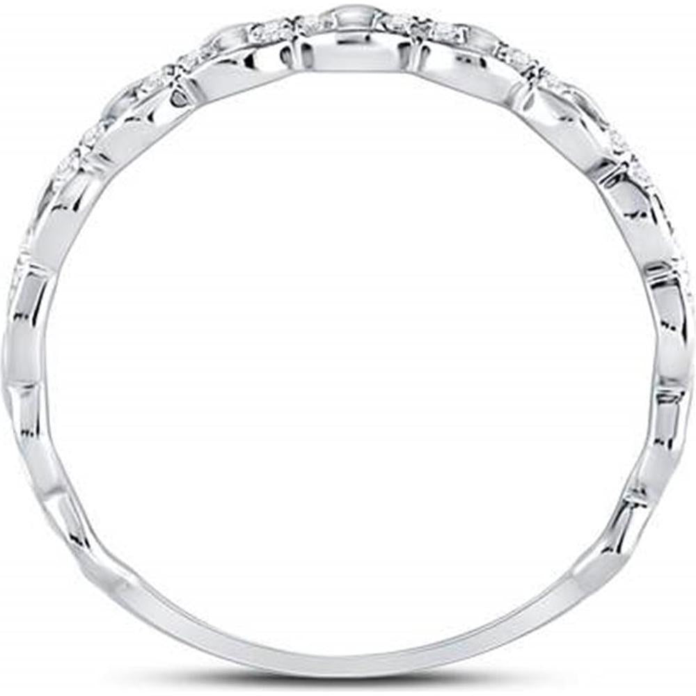 10K White Gold Link Band with Pave-Set Round Diamonds - 1/8 Carat Total Diamond Weight