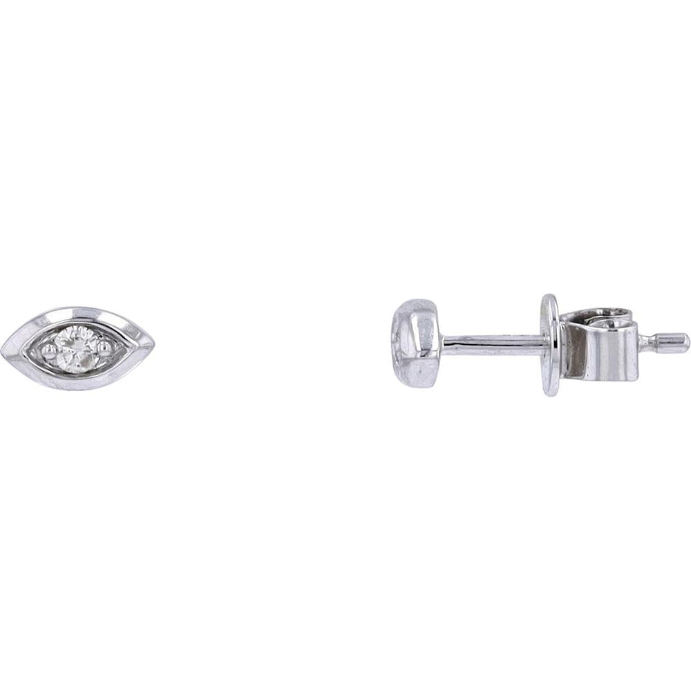 10K White Gold Marquise Bezel Set Diamond Stud Earrings - 0.07 Carat Total Diamond Weight