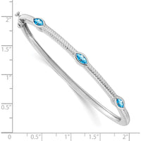10K White Gold Marquise Blue Topaz 3 Stone Bangle - 0.90 Carats Total Blue Topaz Weight by Monteluci Fine Jewelry