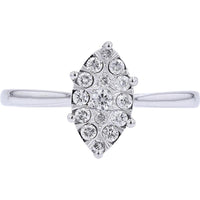 10K White Gold Marquise Cluster Diamond Engagement Ring - 1/4 Carat Total Diamond Weight