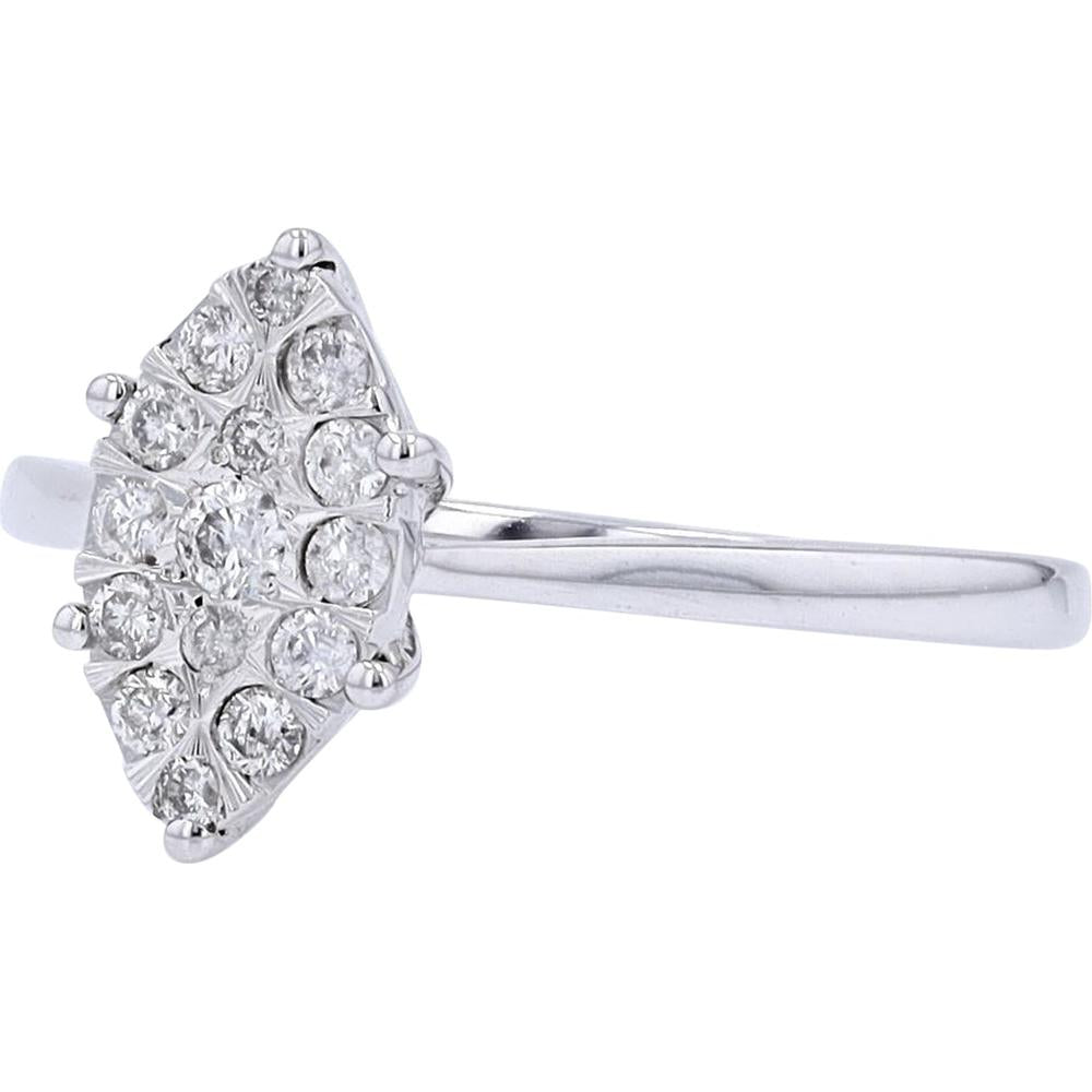 10K White Gold Marquise Cluster Diamond Engagement Ring - 1/4 Carat Total Diamond Weight