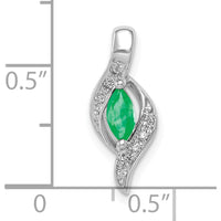 10K White Gold Marquise Emerald and Diamond Pendant - 0.17 Carat Total Diamond Weight by Lumare Gioia