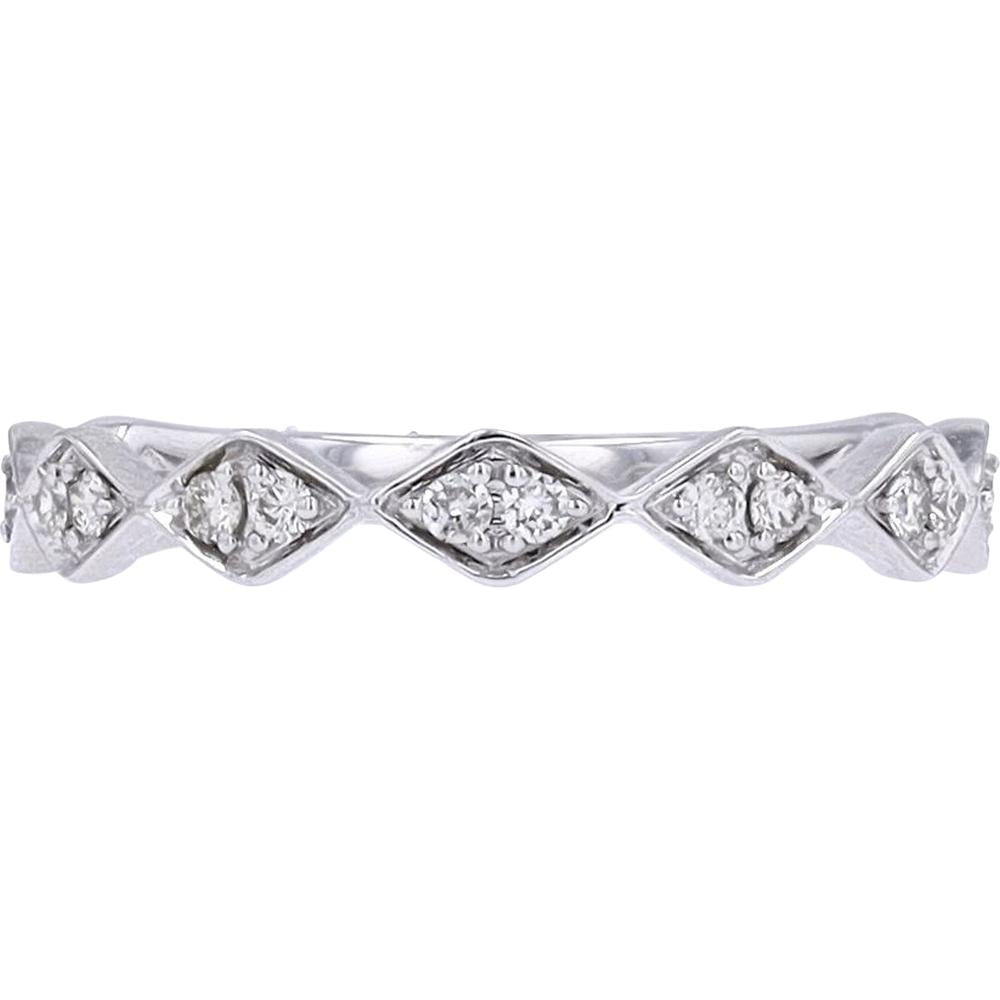 10K White Gold Marquise Motif Diamond Stackable Band - 0.22 Carats Total Diamond Weight