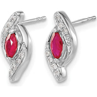 10K White Gold Marquise Ruby and Diamond Earrings - 0.18 Carat Ruby, 0.02 Carat Total Diamond Weight by Monteluci Fine Jewelry