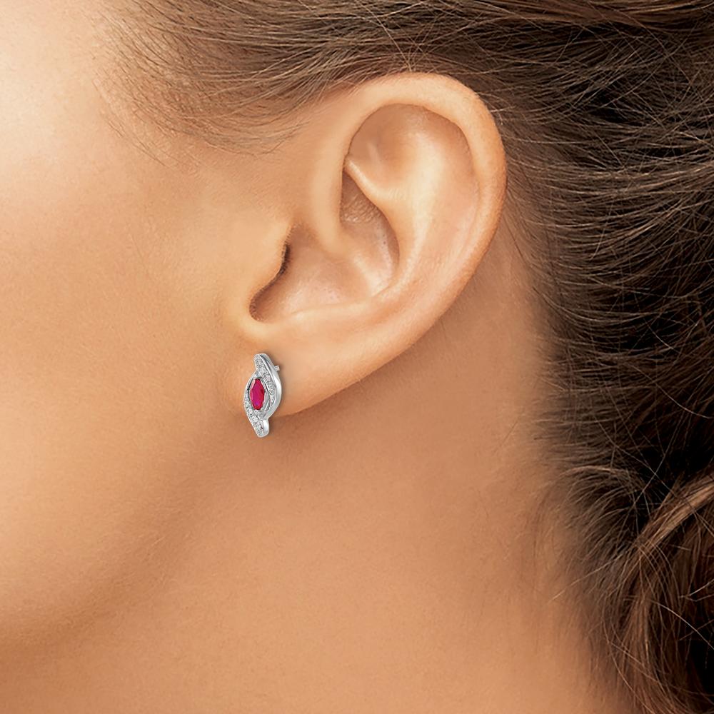 10K White Gold Marquise Ruby and Diamond Earrings - 0.18 Carat Ruby, 0.02 Carat Total Diamond Weight by Monteluci Fine Jewelry