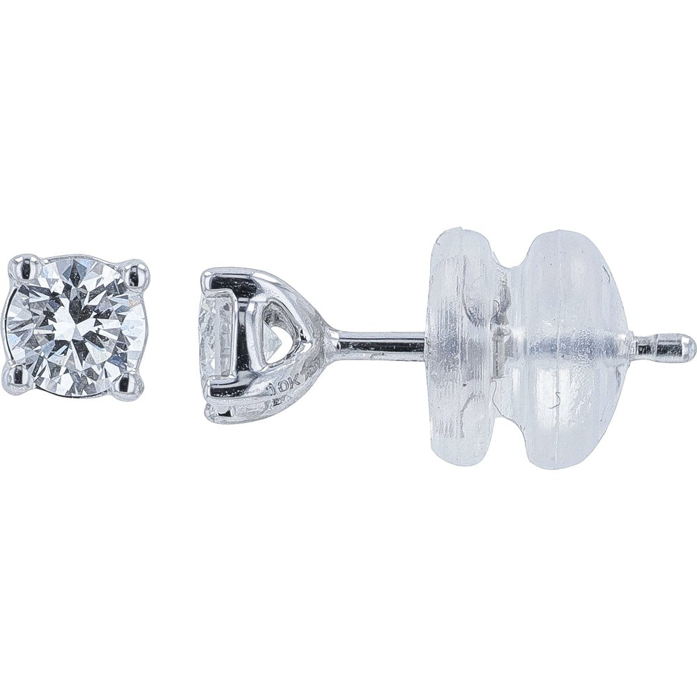 10K White Gold Matching Necklace and Stud Earring Set with 0.50 Carat Total Weight Round Lab Grown Diamonds