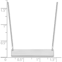 10K White Gold Medium Blank Bar Necklace - Personalized & Engravable Pendant - 18" Cable Chain