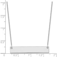 10K White Gold Medium Blank Bar Necklace - Personalized, Engravable Pendant with Rhodium Plating