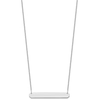 10K White Gold Medium Blank Bar Necklace with Polished Finish - 18" Cable Chain