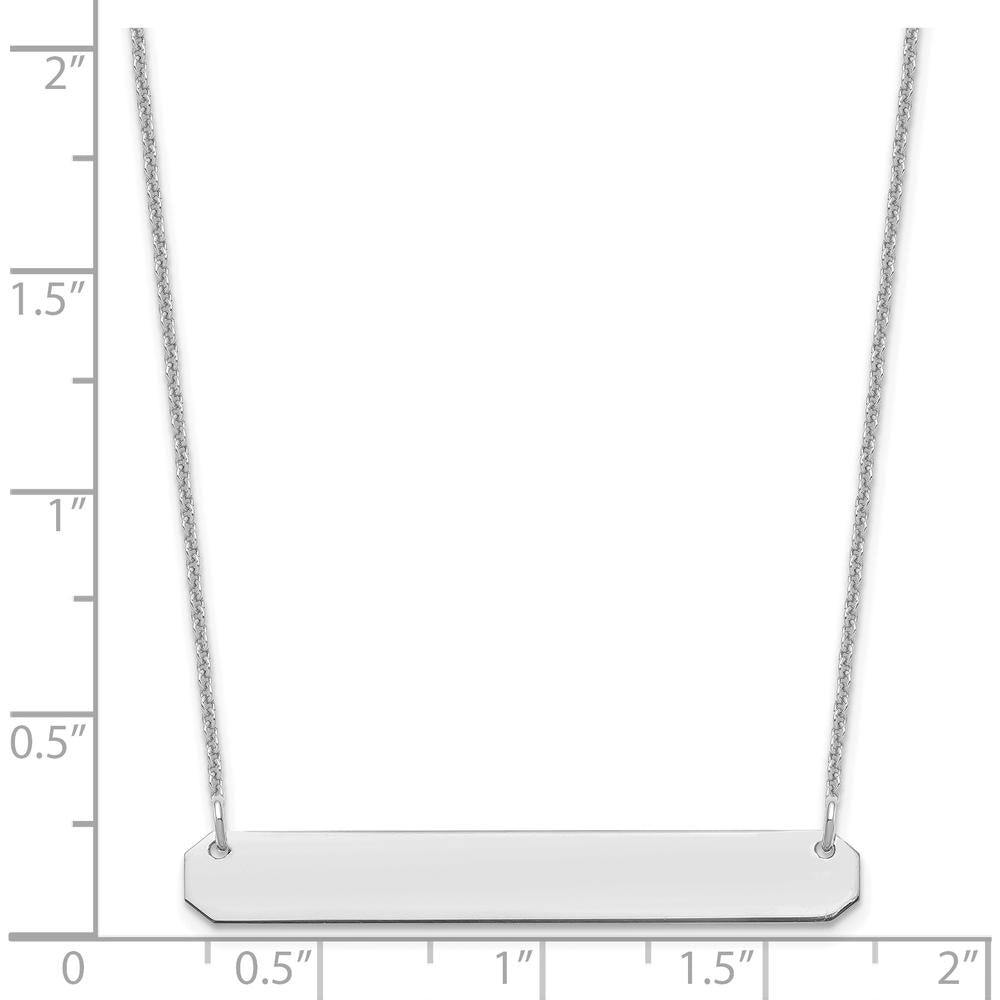 10K White Gold Medium Blank Bar Necklace with Polished Finish - 18" Cable Chain
