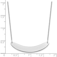 10K White Gold Medium Curved Blank Bar Necklace with Rhodium Plated Cable Chain - 18"