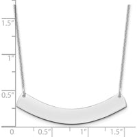 10K White Gold Medium Curved Blank Bar Necklace with Rhodium Plating - 18in Cable Chain