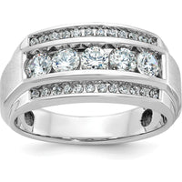 10K White Gold Men’s 3-Row Diamond Ring with Round Diamonds - 1.24 Carats Total Diamond Weight by IBGoodman