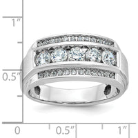 10K White Gold Men’s 3-Row Diamond Ring with Round Diamonds - 1.24 Carats Total Diamond Weight by IBGoodman