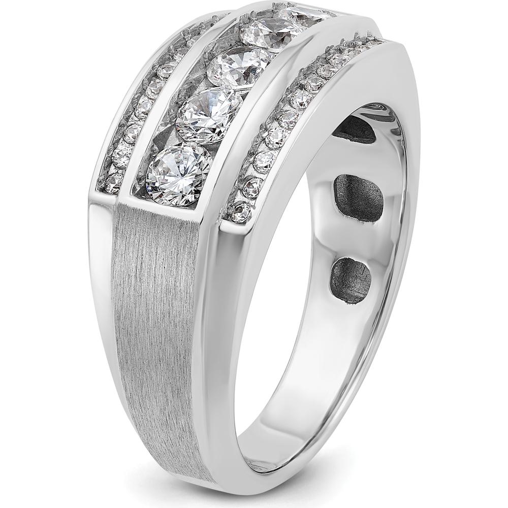 10K White Gold Men’s 3-Row Diamond Ring with Round Diamonds - 1.24 Carats Total Diamond Weight by IBGoodman