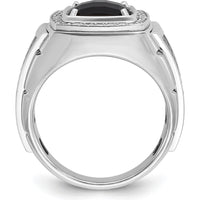10K White Gold Men’s Black Rhodium Onyx and Diamond Ring - Complete Design by IBGoodman