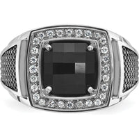 10K White Gold Men’s Black Rhodium Onyx and Diamond Ring - Complete Design by IBGoodman