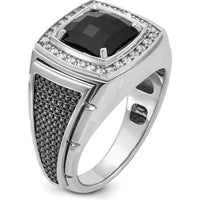10K White Gold Men’s Black Rhodium Onyx and Diamond Ring - Complete Design by IBGoodman