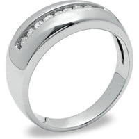 10K White Gold Men's Band with Channel Set Round Diamond Accents - 0.27 Carat Total Diamond Weight by Auriventus