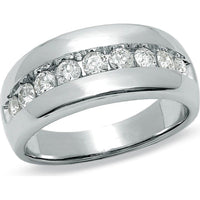 10K White Gold Men's Channel-Set Round Diamond Band - 1.08 Carat Total Diamond Weight by Auriventus