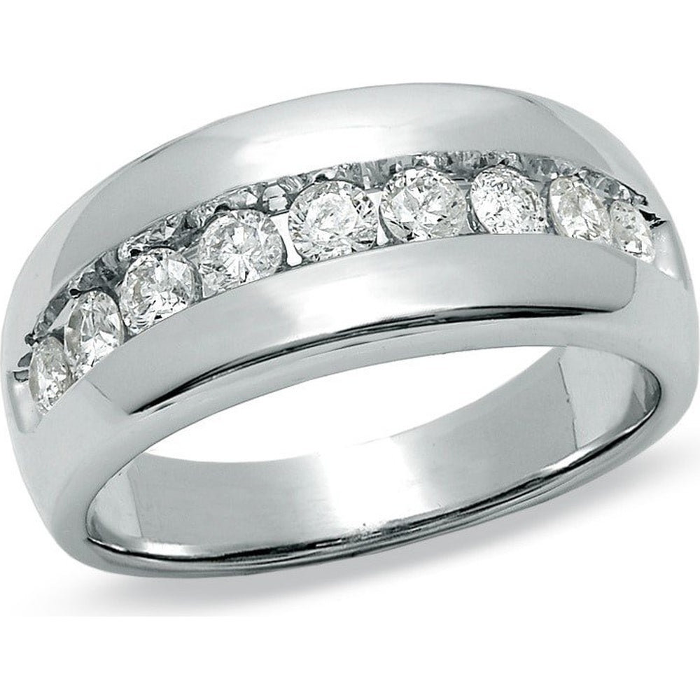10K White Gold Men's Channel-Set Round Diamond Band - 1.08 Carat Total Diamond Weight by Auriventus
