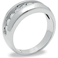 10K White Gold Men's Channel-Set Round Diamond Band - 1.08 Carat Total Diamond Weight by Auriventus