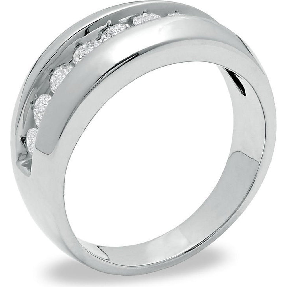 10K White Gold Men's Channel-Set Round Diamond Band - 1.08 Carat Total Diamond Weight by Auriventus