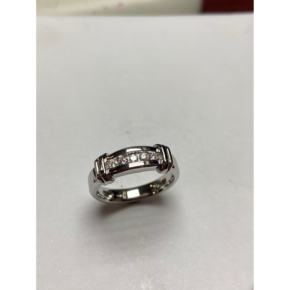 10K White Gold Men's Channel Set Round Diamond Band Ring - 0.28 Carat Total Diamond Weight by Auriventus